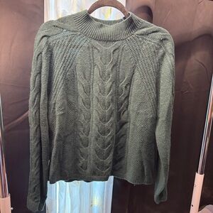 Banana Republic Dark Green Cable Knit Turtleneck Sweater
